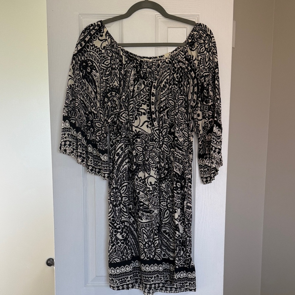Umgee Black and Cream Patterned Top